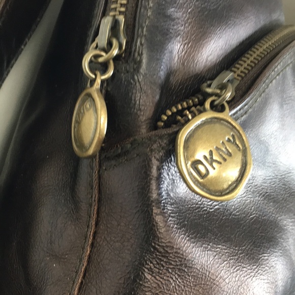 DKNY Leather Backpack  M Bronze Black vintage main image 7